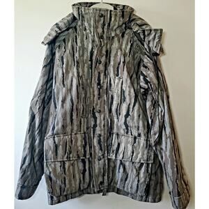 Vtg Browning Mens Large Gore-tex Mossy Oak Bottomland Hunting Jacket Snap Hood